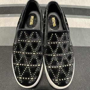 Black suede MK loafers